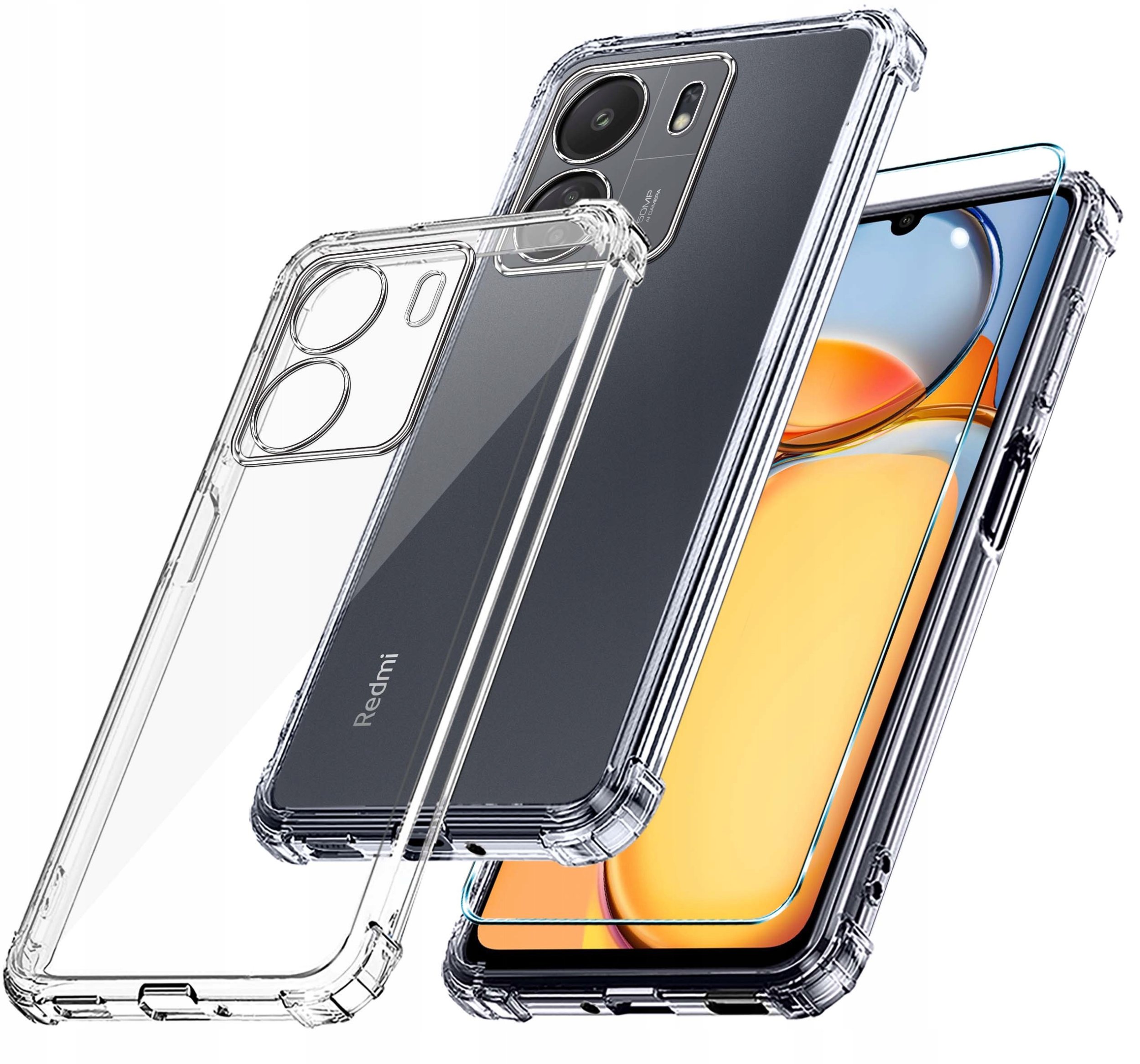 Etui do Xiaomi Redmi 13C | Poco C65 ANTI-SHOCK CLEAR CASE + Szkło OCHRONNE