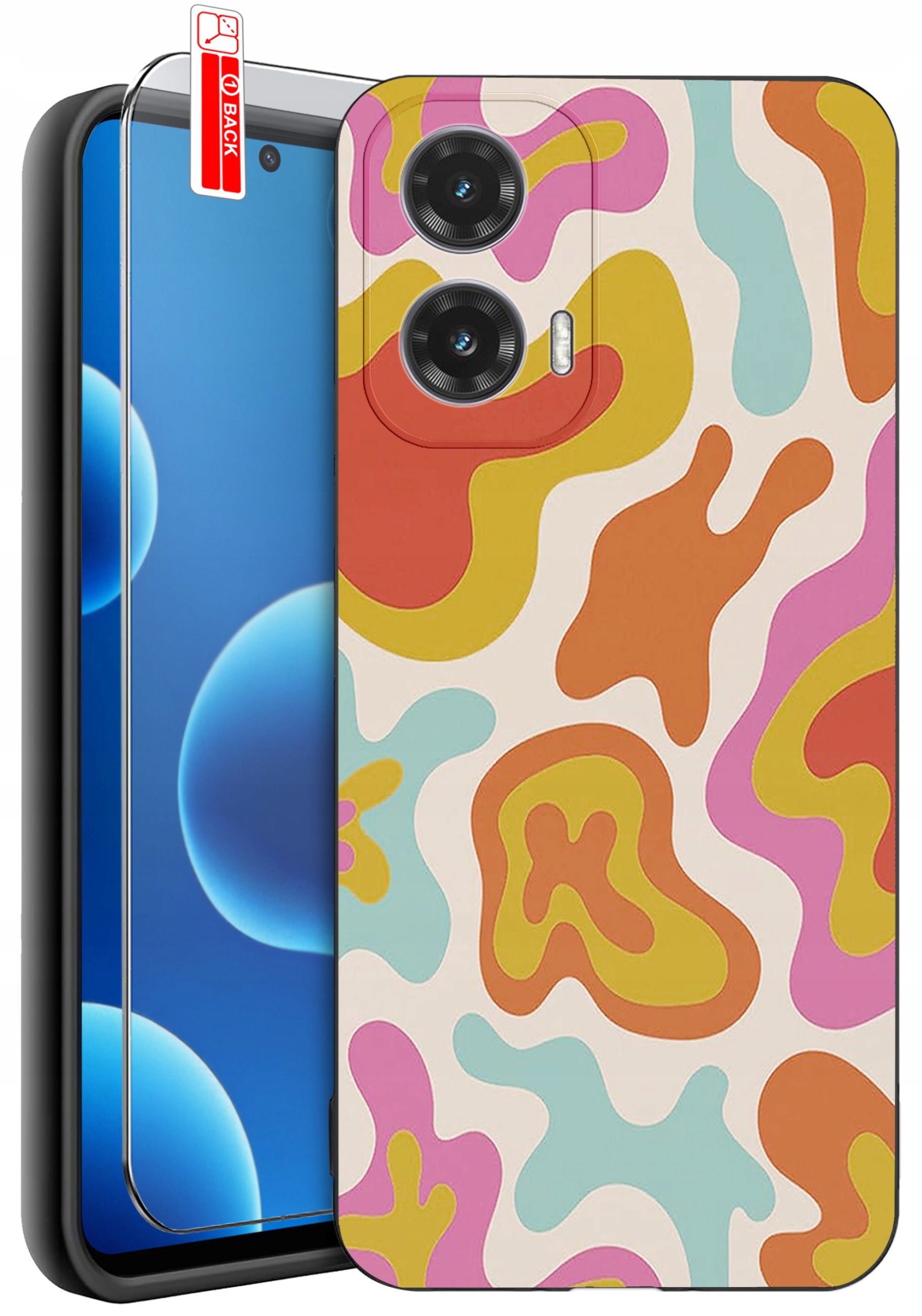 ETUI do Motorola Moto G45 5G | WZORY | SILIKONOWE MATT CASE + SZKŁO 9H