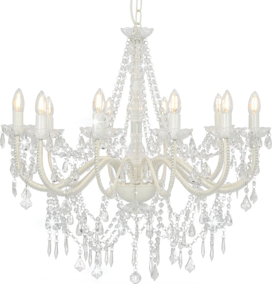 Lampa wisząca Lumes Biały kryształowy żyrandol świecznikowy - EX99-Antos