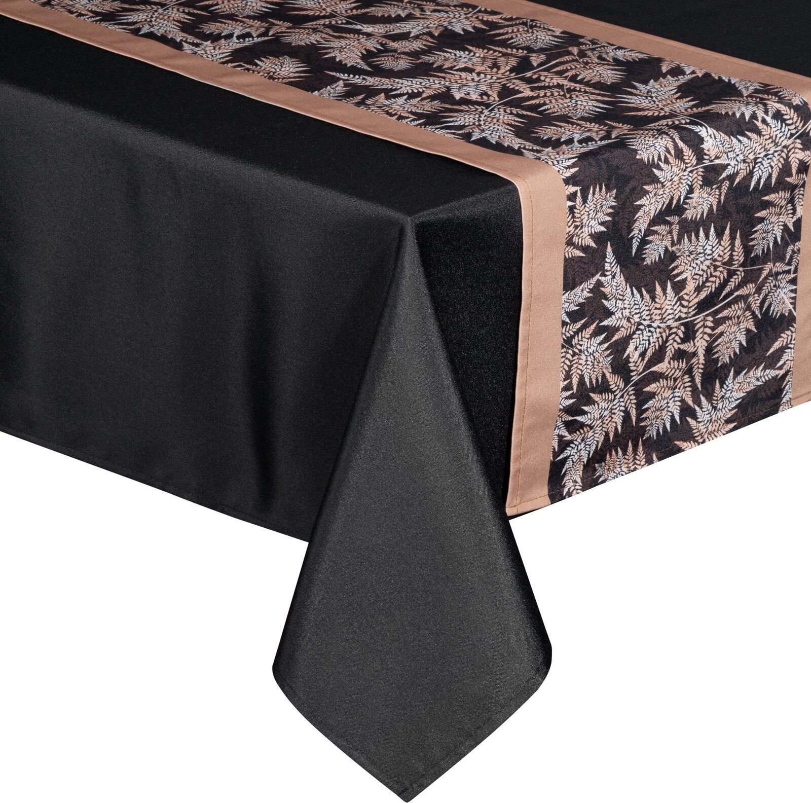 Obrus dekoracyjny z szarfą ANITA 140X220 + 33X220 czarny