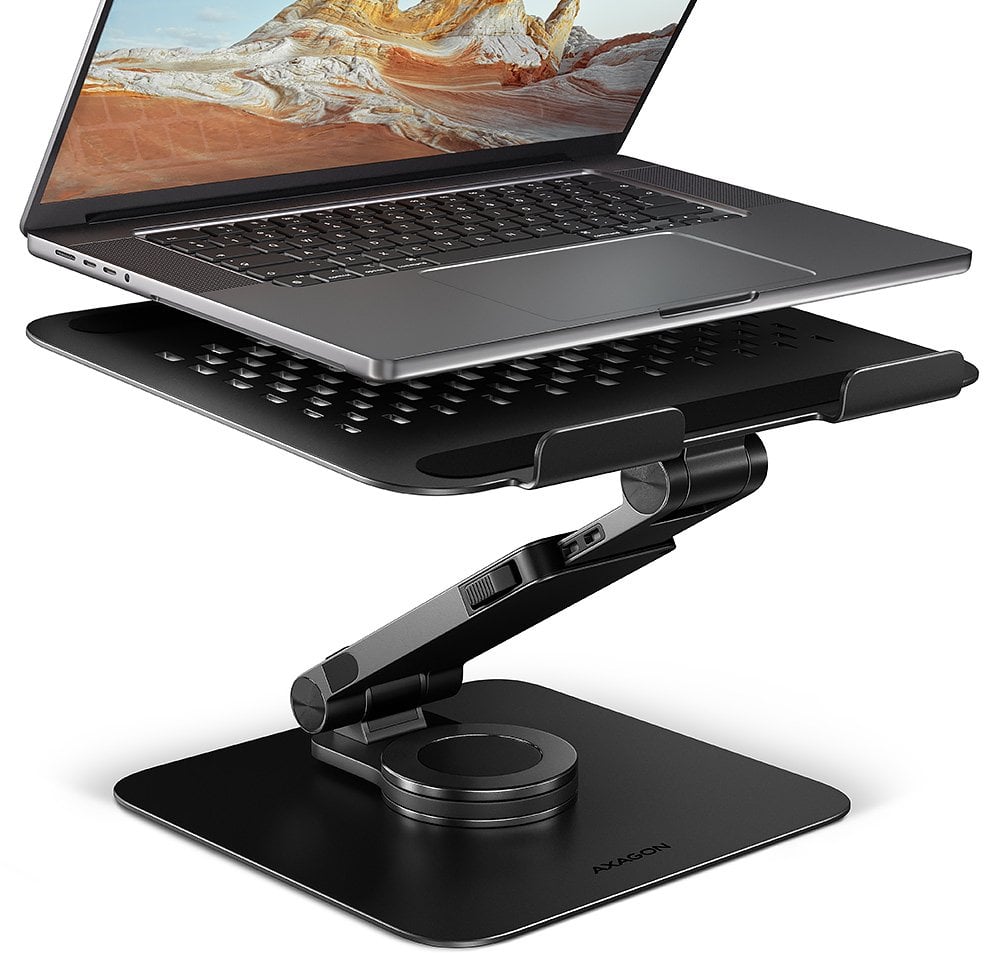 Axagon AXAGON STND-LRB Stojak na laptopa, 360° obrotowy, podwójny staw, rozszerzalny - czarny