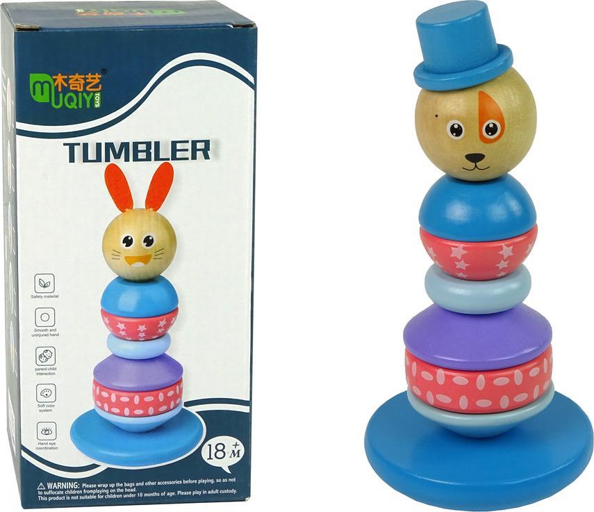 Lean Sport Drewniana Edukacyjna Piramidka Pies Z Kapeluszem Balansująca Wieża