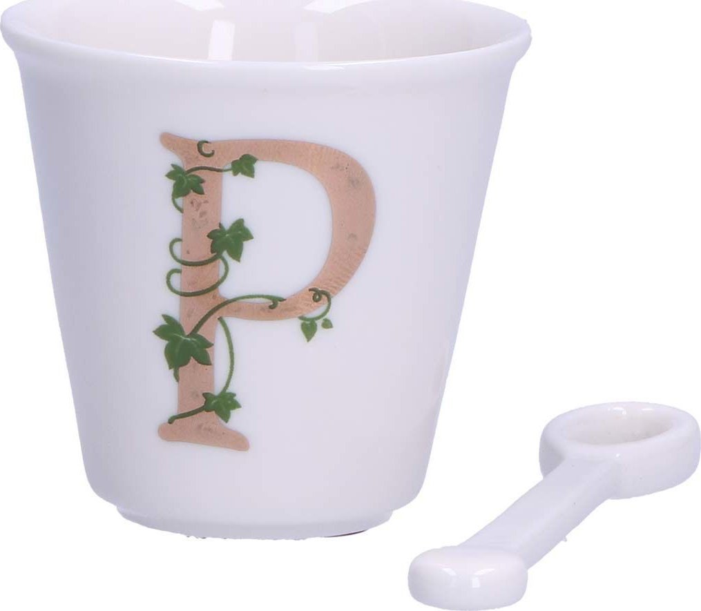 NPC Polska La Porcellana Bianca Filiżanka z łyżeczką litera P 75 ml