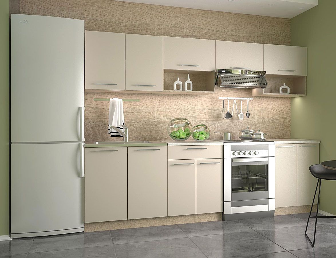 Elior Zestaw mebli do kuchni Evissa - wanilia + dąb sonoma