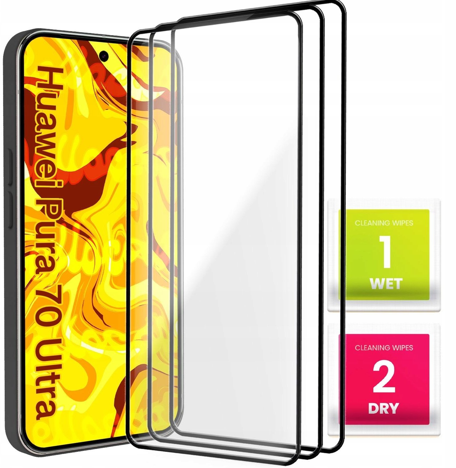 3-PAK Szkło Hartowane Do Huawei Pura 70 Ultra (Pełne, 5D, Szybka, 9H)