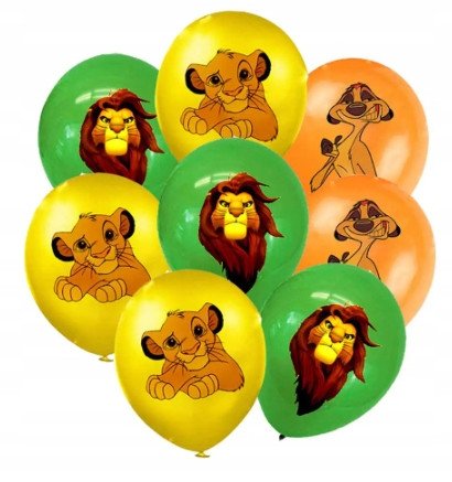 Balon Klasyczny z Nadrukiem na URODZINY - KRÓL LEW - 12 szt