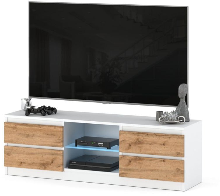 Szafka Rtv Do Sypialni Salonu 138cm Stolik Pojemny Nowoczesny Biały Wotan