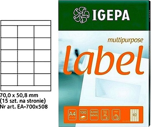 Mondi ETYKIETY A4 IGEPA 70.0 X 50.8 MM BIAŁE (100)