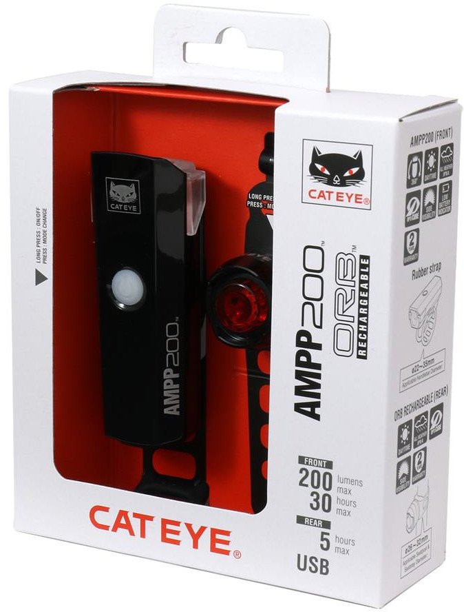Zestaw lampek Cateye Ampp200 i Orb, 200 lm, USB