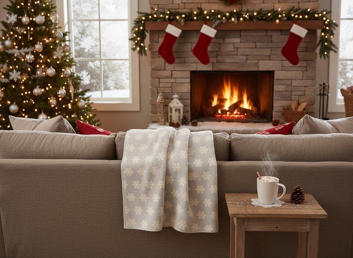 Koc bawełniany 135x200 cm CARLA Snowflake grey 172897K2