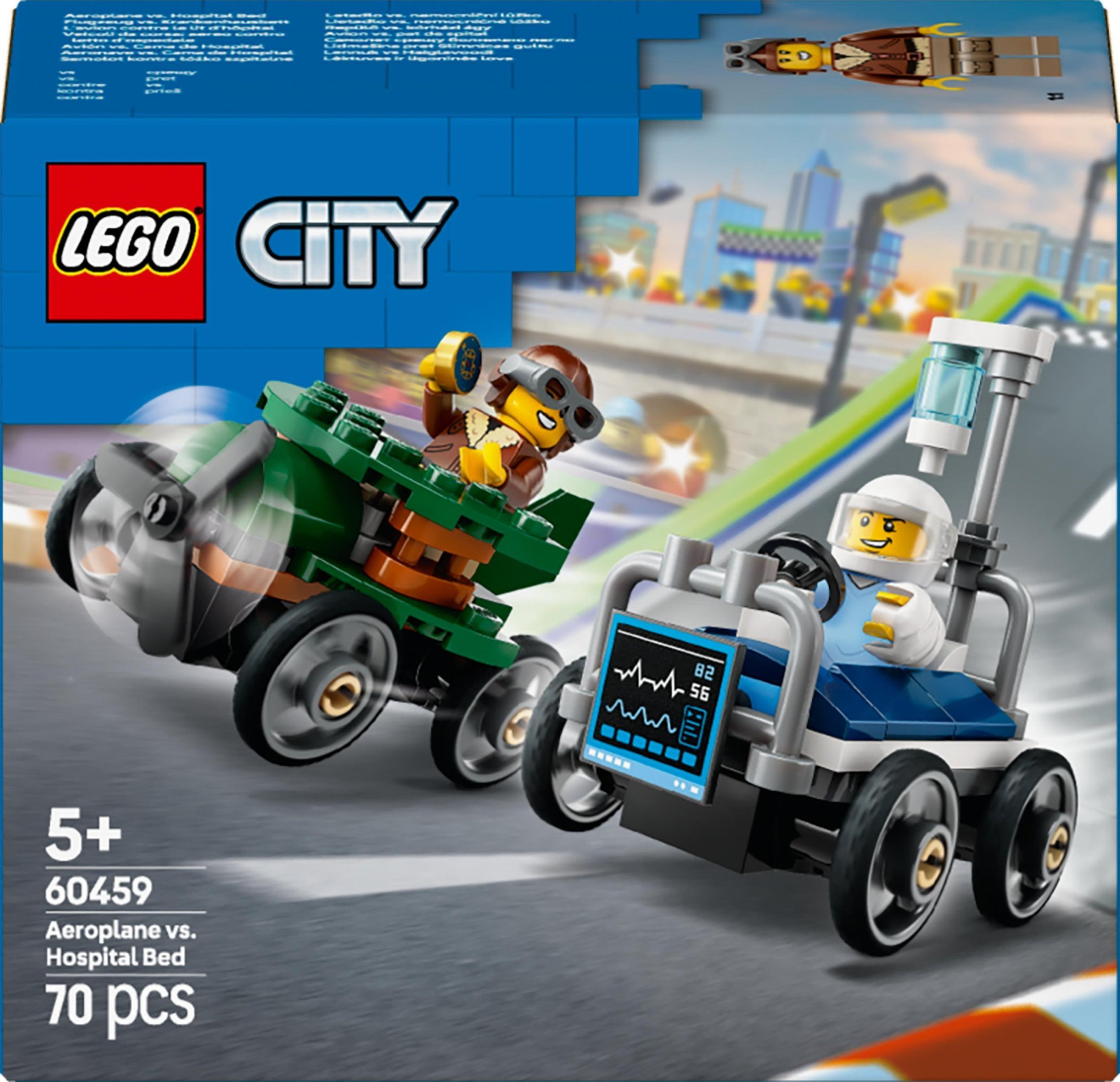 LEGO City Zestaw wyścigówek: samolot kontra łóżko szpitalne 4 szt. (60459)