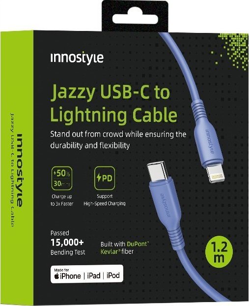 Kabel USB Innostyle USB-C - Lightning 1 m Niebieski
