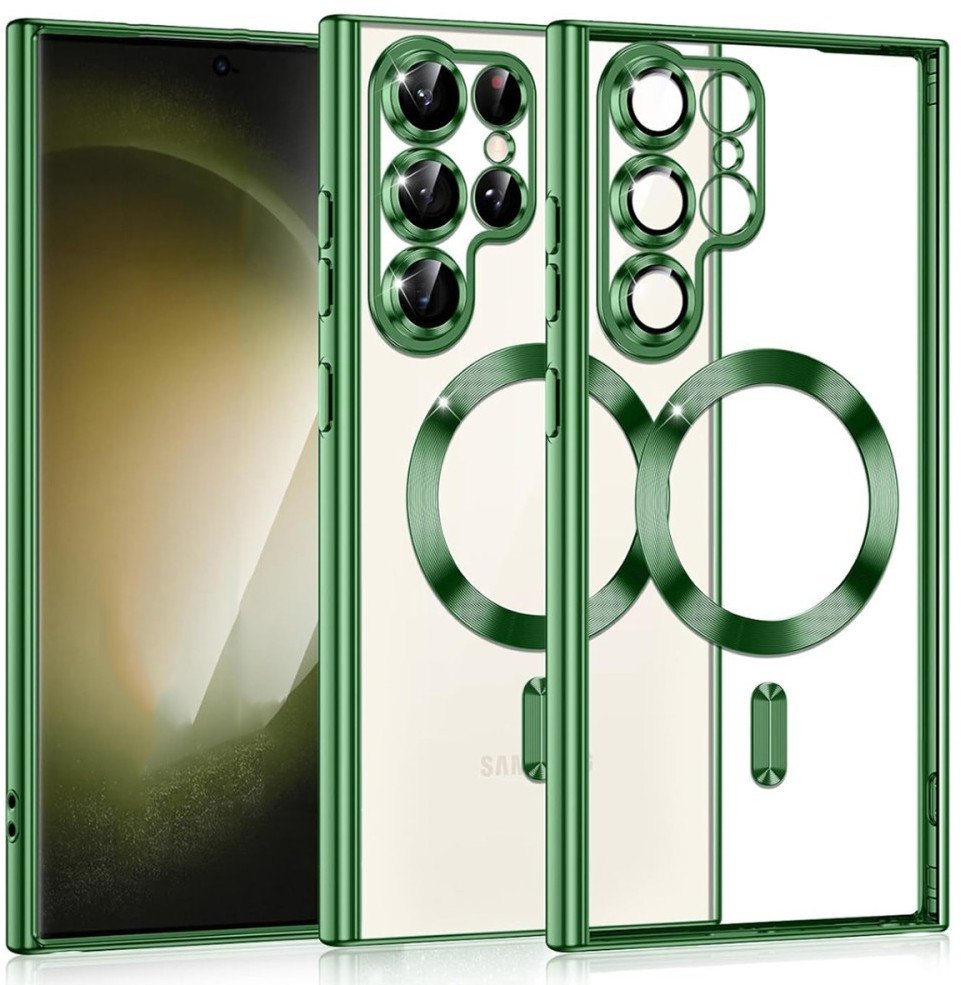 Etui Supero magnetyczne tpuplating do Galaxy S22 Ultra, przezroczysto-zielone