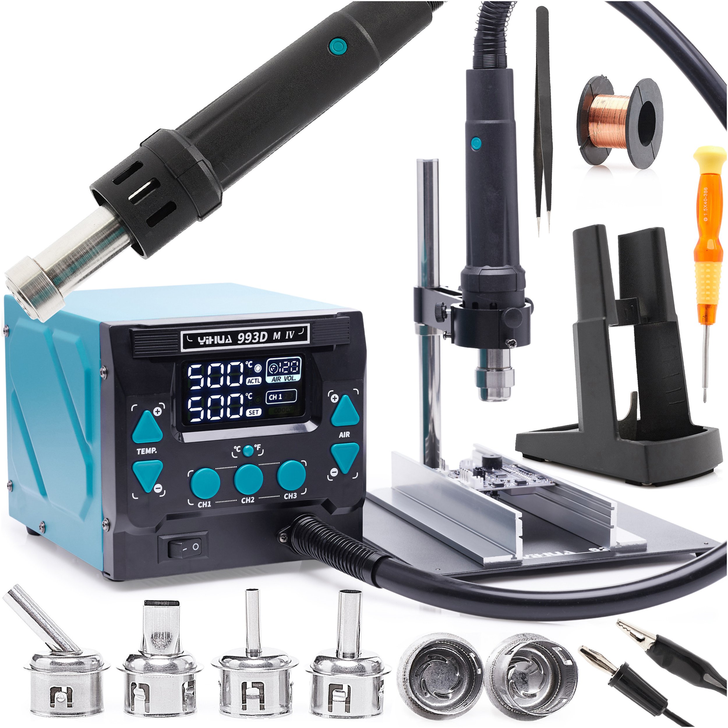 Stacja Lutownicza Hot Air Yihua 993DM-IV 1000W Uchwyt do Mocowania Kolby