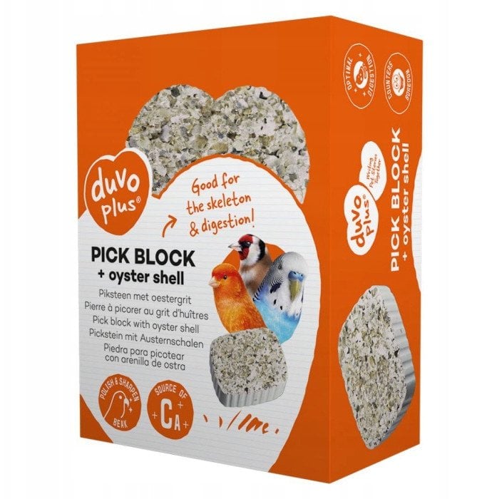 DUVO+ BLOK WAPIENNY DLA PTAKÓW Z MUSZLAMI OSTRYG 200g 7.2x9.7x3.5cm 12787