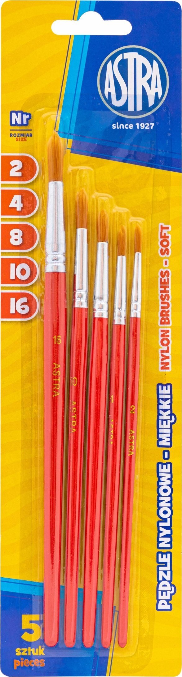 Astra Zestaw pędzli nylon Astra 5 szt. rozmiary 2/4/8/10/16