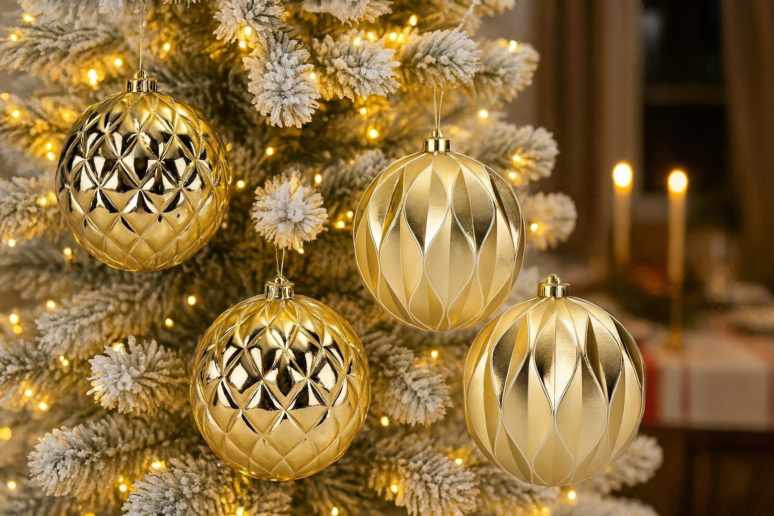 Ewax Komplet 4 plastikowych bombek złotych 15 cm 8520