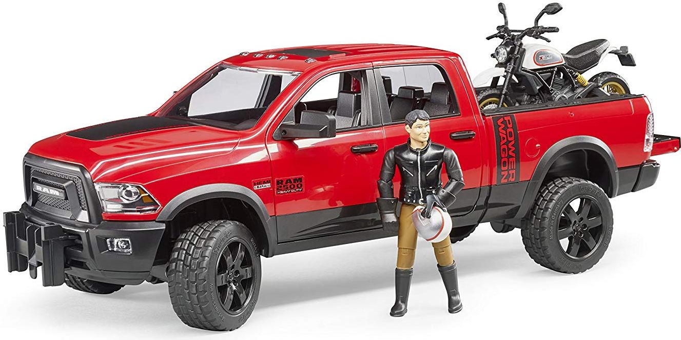 Bruder Dodge RAM 2500 Power Wagon z przyczepą i motocyklem Ducati 02502 BRUDER
