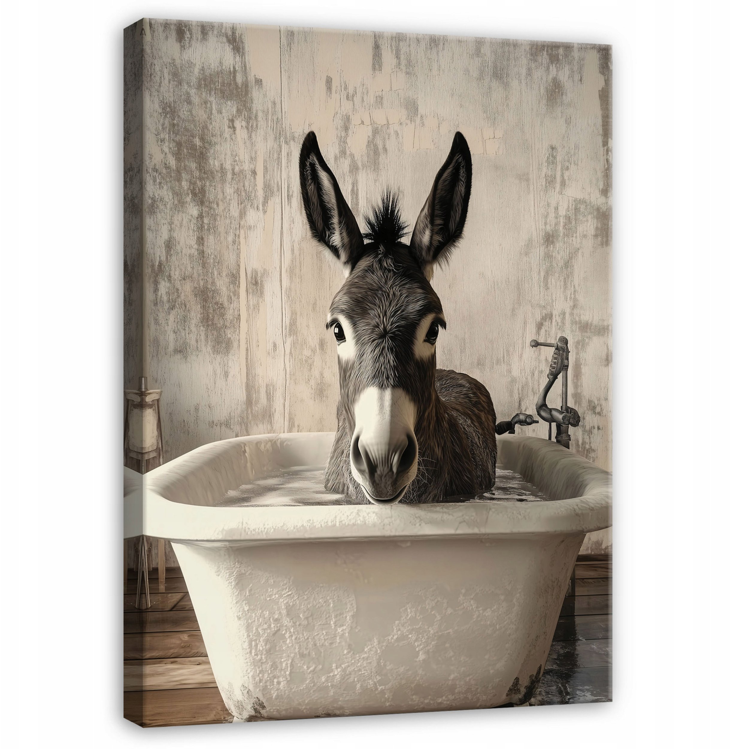 OBRAZ OSIOŁ W WANNIE ZWIERZĘTA PIONOWY DO ŁAZIENKI NA PŁÓTNIE ŚCIANĘ 60x40