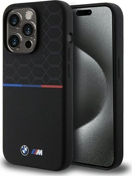 BMW BMW BMHMP15L22SMPK iPhone 15 Pro 6.1" czarny/black hardcase M Silicone Pattern MagSafe NoSize