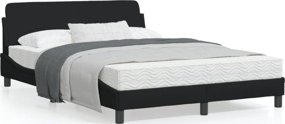 vidaXL Rama łóżka z zagłówkiem, czarna, 120x200 cm, obita tkaniną