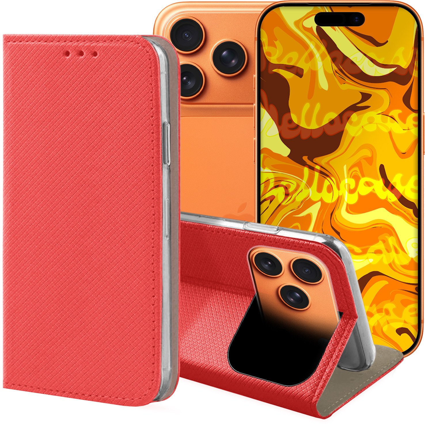 ETUI Z KLAPKĄ DO APPLE IPHONE 17 PRO MAX CZERWONE ZAMYKANE MAGNETYCZNE CASE