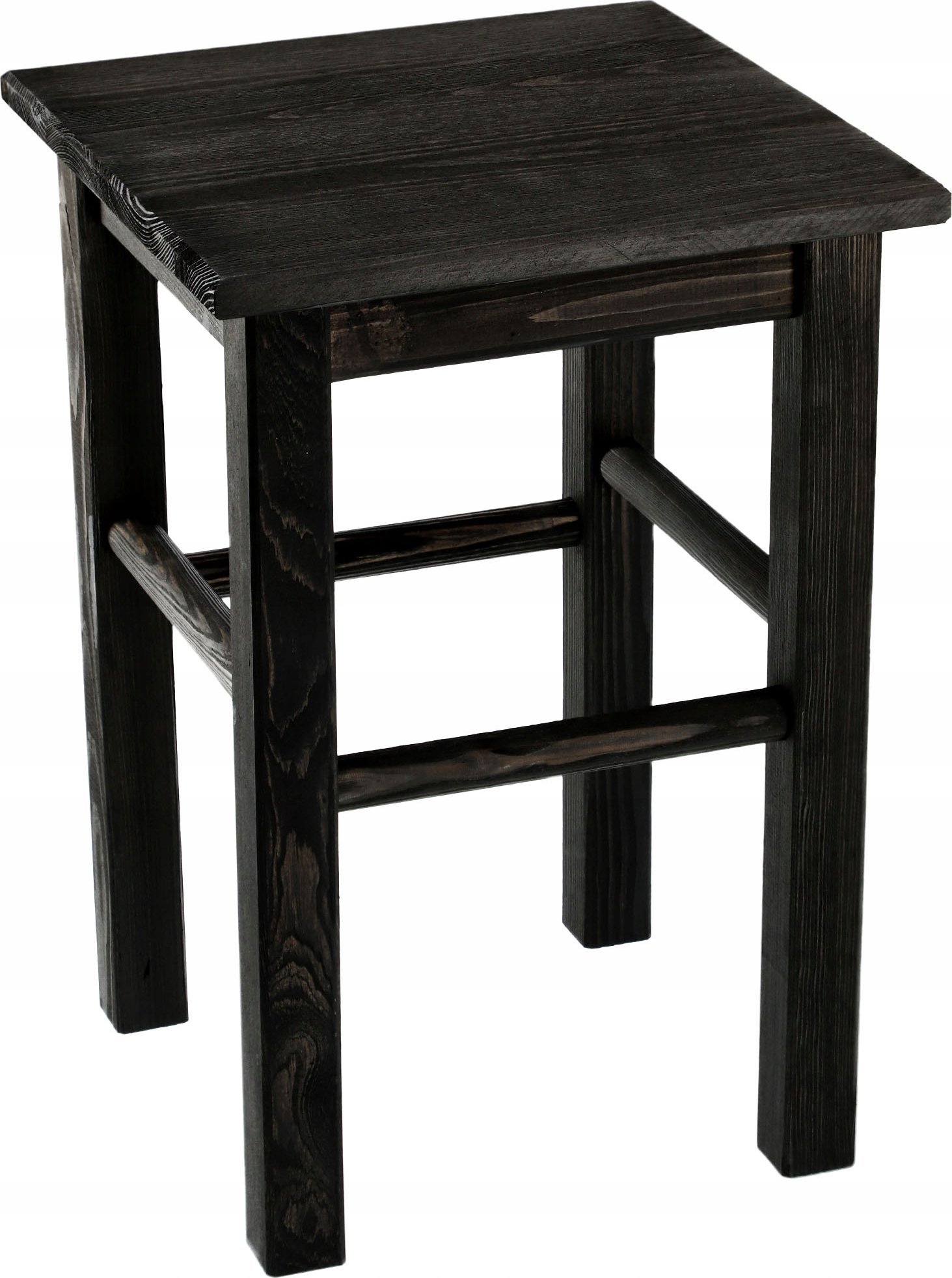 Kadax KADAX Drewniany Taboret Stolek Kuchenny Solidny Czarny Kwadratowy