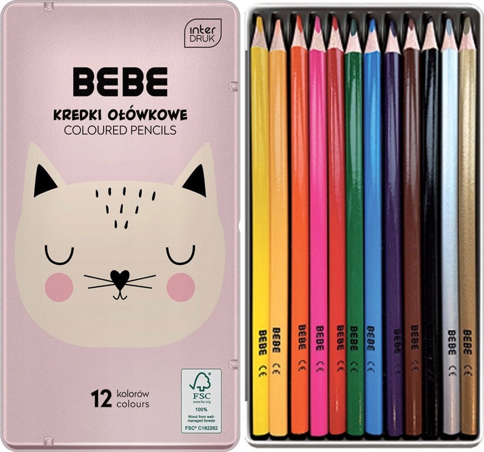 Interdruk Kredki ołówkowe w metalowym opakowaniu BB Girl 12 kol Interdruk