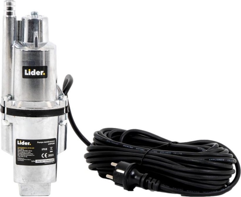 Lider LIDER LMP280 POMPA DO WODY GŁĘBINOWA MEMBRANOWA ZANURZENIOWA OGRODOWA DO STUDNI GŁĘBINOWYCH 280W 1020 l/h - OFICJALNY DYSTRYBUTOR - AUTORYZOWANY