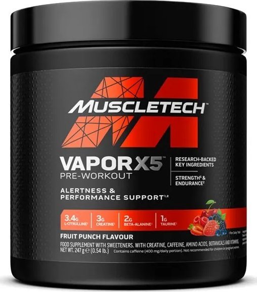 MuscleTech - Przedtreningówka, Vapor X5, Fruit Punch, Proszek 247g