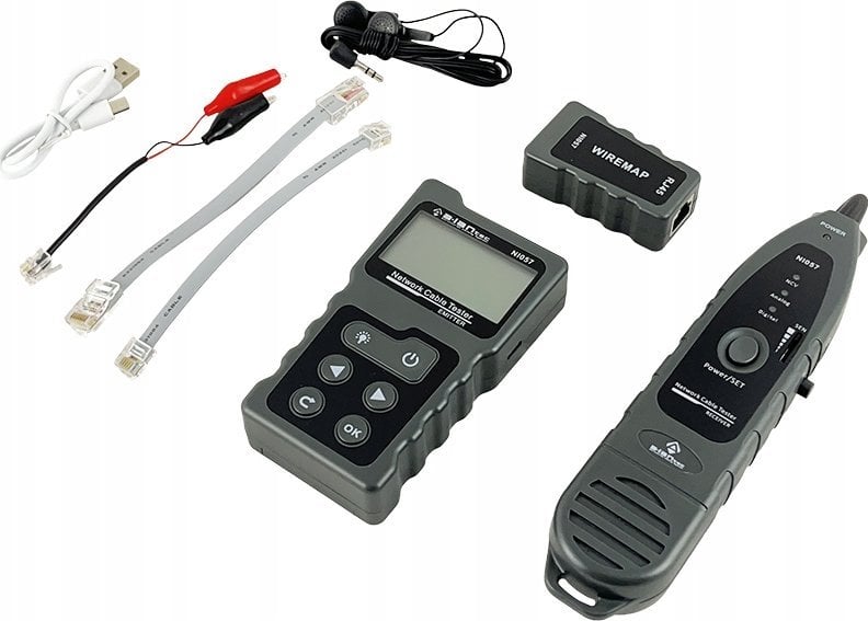 Alantec Wszechstronny tester kabli sieciowych z funkcjami PoE, śledzenia, pomiaru długości i testowania ciągłości z wyświetlaczem (NI057)