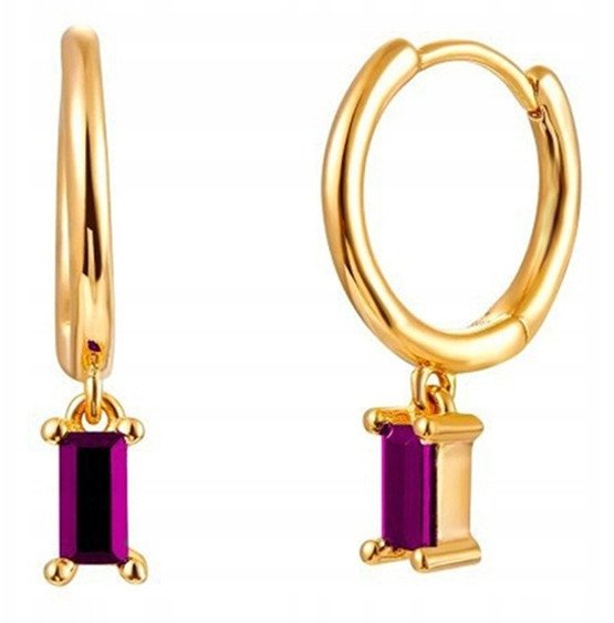 KOLCZYKI MIEDZIANE MODNE KLASYCZNE K09 ZŁOTOFIOLET