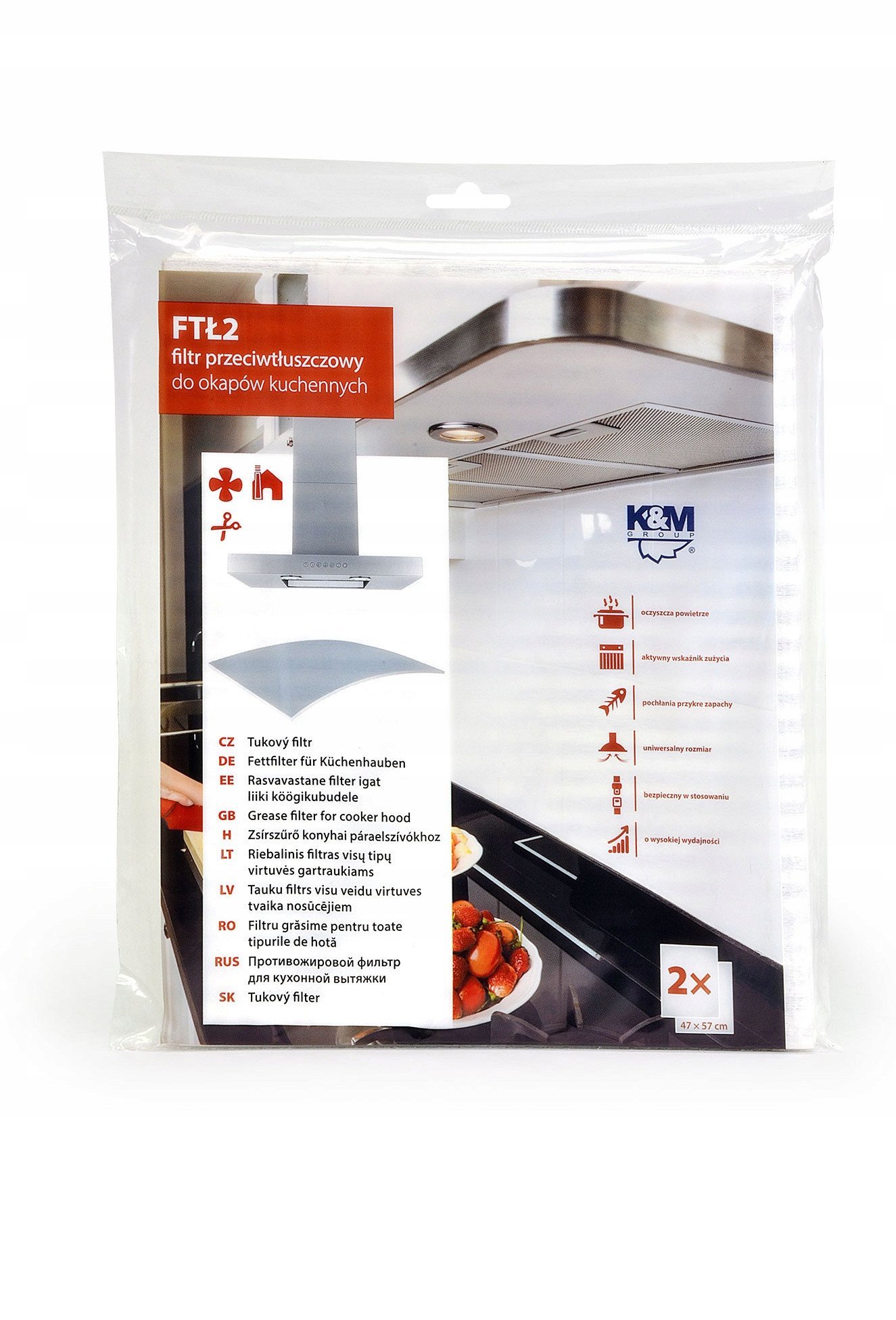 K&M Universal cooker hood grease filter (2pcs)