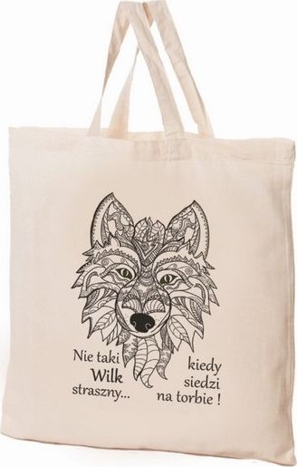 Fraspo Torba bawełniana 38x42x10cm Zwierzaki - wilk