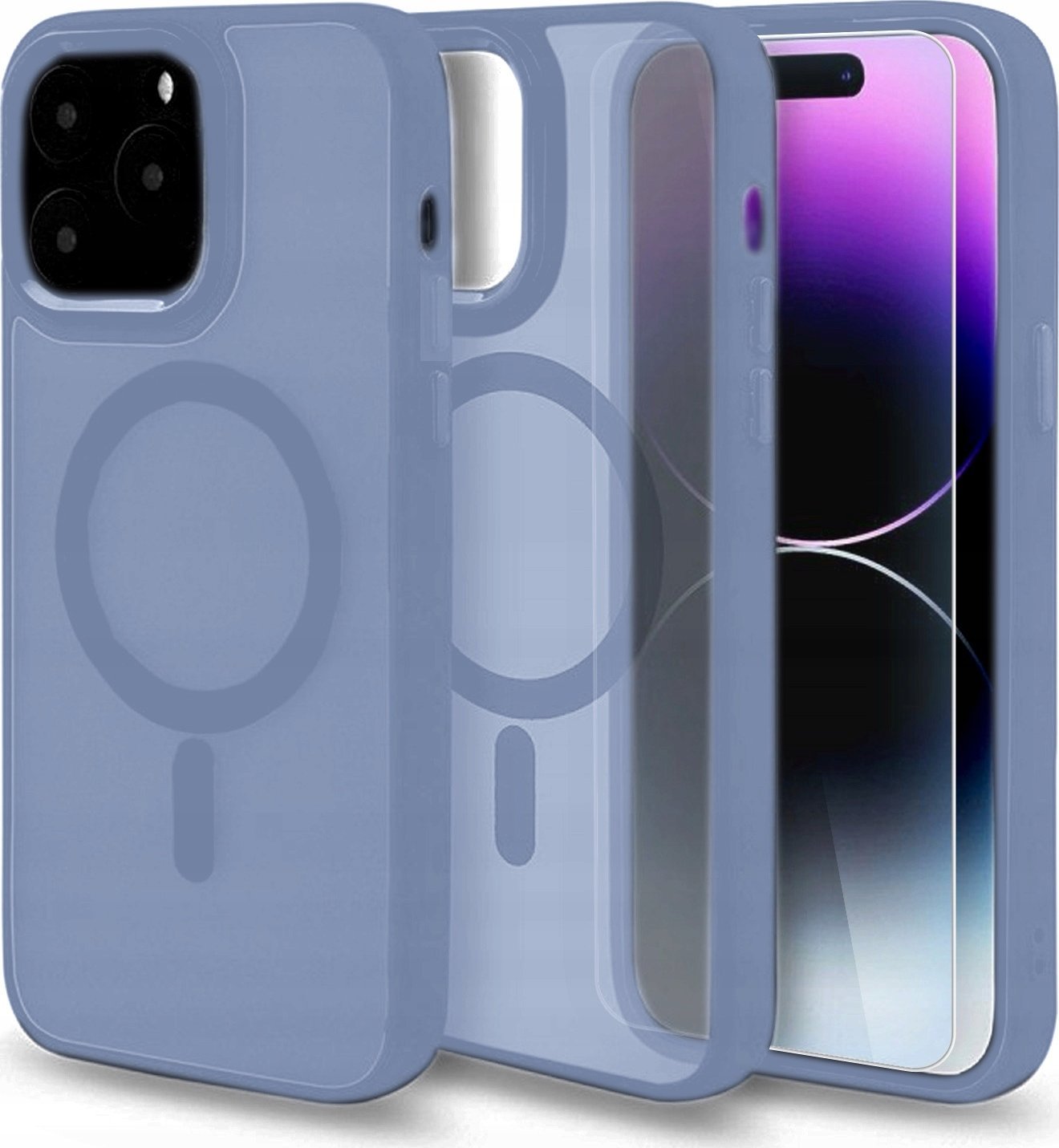 Hello Case Etui MagSafe do Apple iPhone 15 Pro (Jasnoniebieskie, Pancerne) SZKŁO 9H