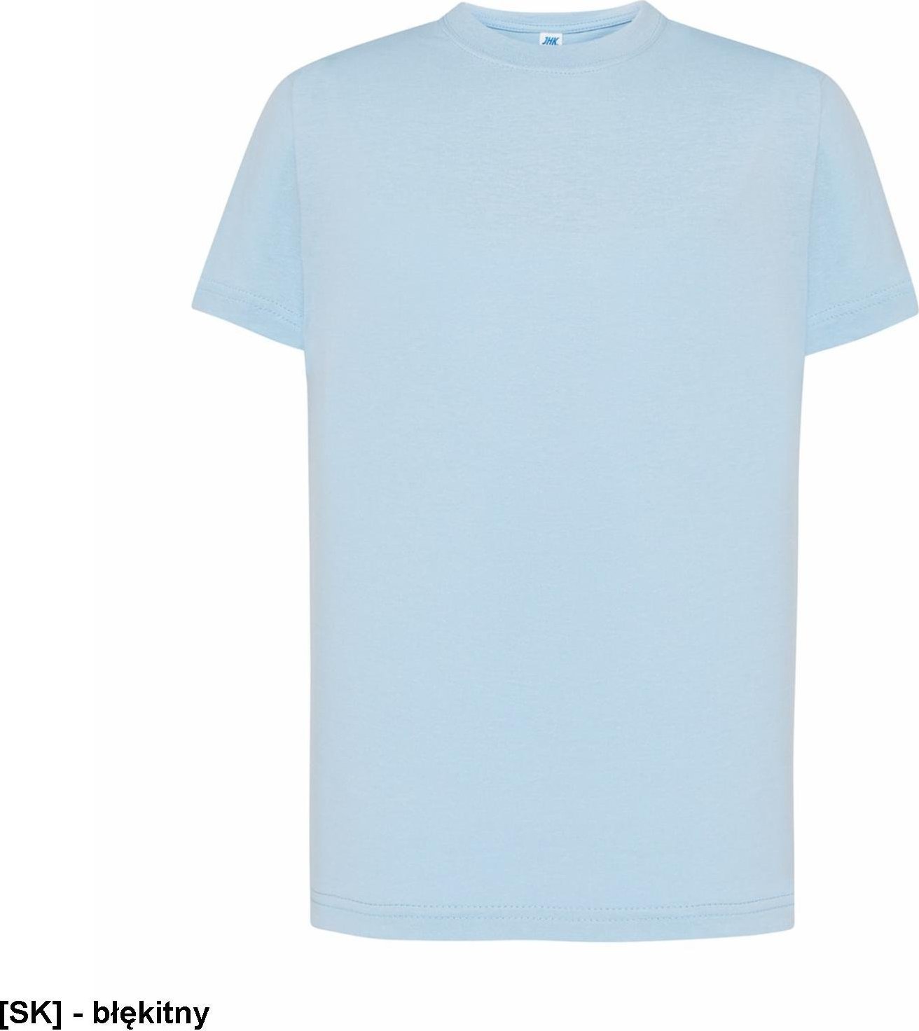 JHK T-shirt JHK TSRK 190 - dziecięca/młodzieżowa z krótkim rękawem wzmocniony lycrą ściągacz, 100% bawełna, 190g - błękitny. 3-4