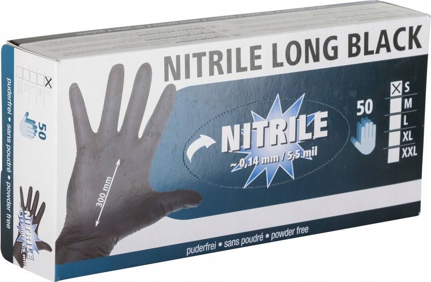 Kerbl Rękawice nitrylowe Nitryle Long Black M 50szt. Kerbl
