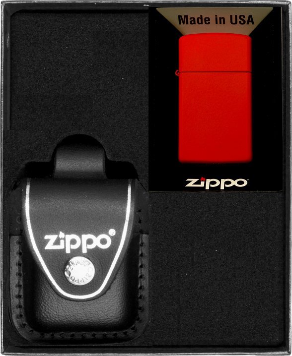 Zestaw ZIPPO Zapalniczka RED MATTE SLIM Prezentowy No3