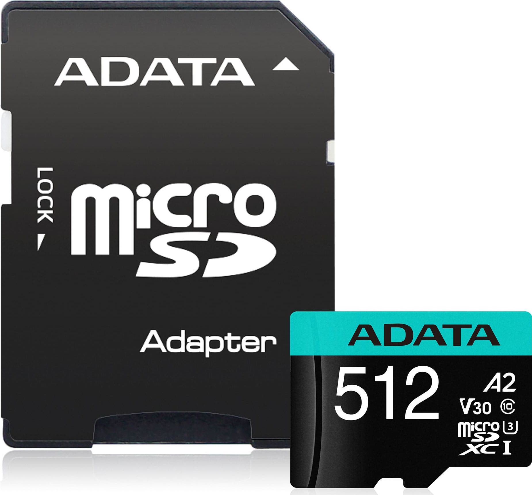 Karta ADATA Premier Pro MicroSDXC 512 GB Class 10 UHS-I/U3 A2 V30 (AUSDX512GUI3V30SA2-RA1)