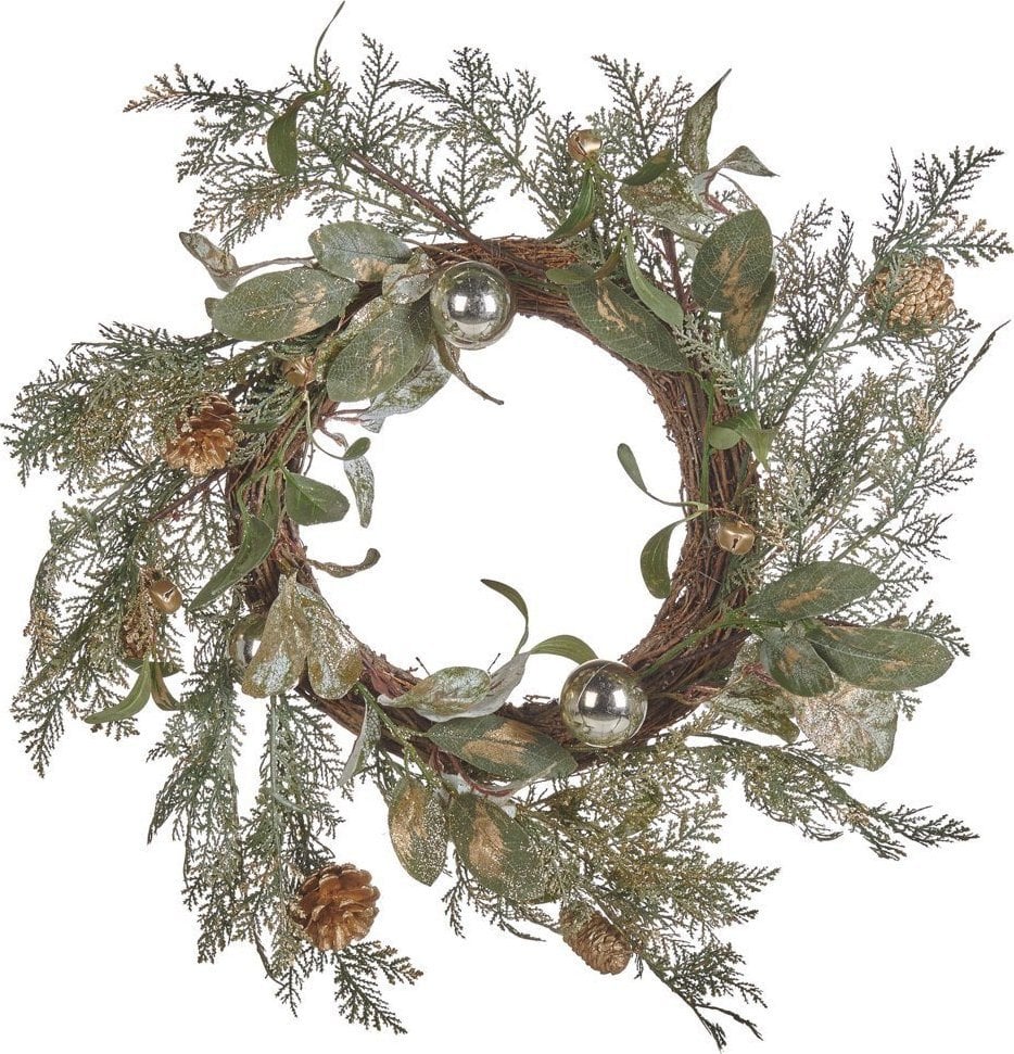 Beliani Wianek świąteczny ⌀ 45 cm zielono-złoty HOVILA!