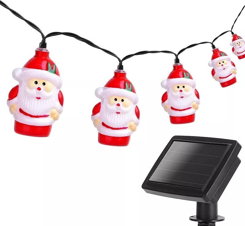 Aigostar Mikołaje sznur 10 lampek solarnych 2m łańcuch na choinkę przed dom Mikołaje sznur 10 lampek solarnych 2m łańcuch na choinkę przed dom