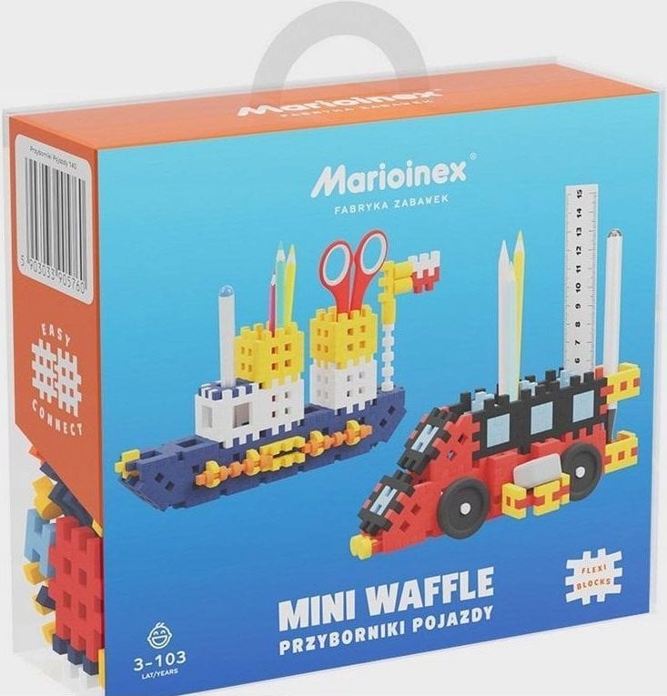 Marioinex Klocki konstrukcyjne Mini Waffle - Przyborniki pojazdy 140 elementów