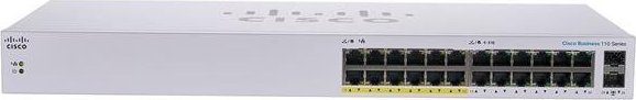 Cisco Cisco switch CBS110-24PP, 24xGbE RJ45, 2xSFP (combo with 2 GbE), fanless, PoE, 100W - REFRESH