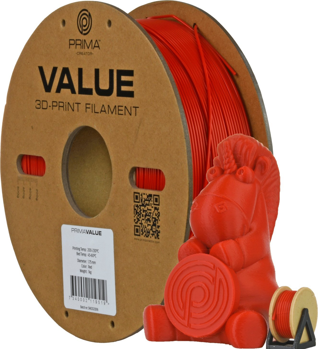 PrimaValue ABS filament for 3D printer, 1.75 mm, red