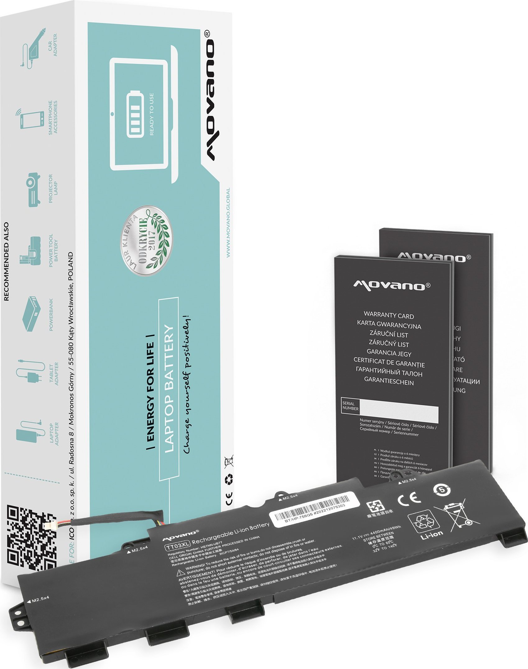 Bateria Movano Bateria TT03XL do HP EliteBook 755 850 G5 850 G6