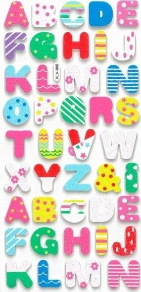 FANDY Naklejki piankowe brokatowe Litery 42szt