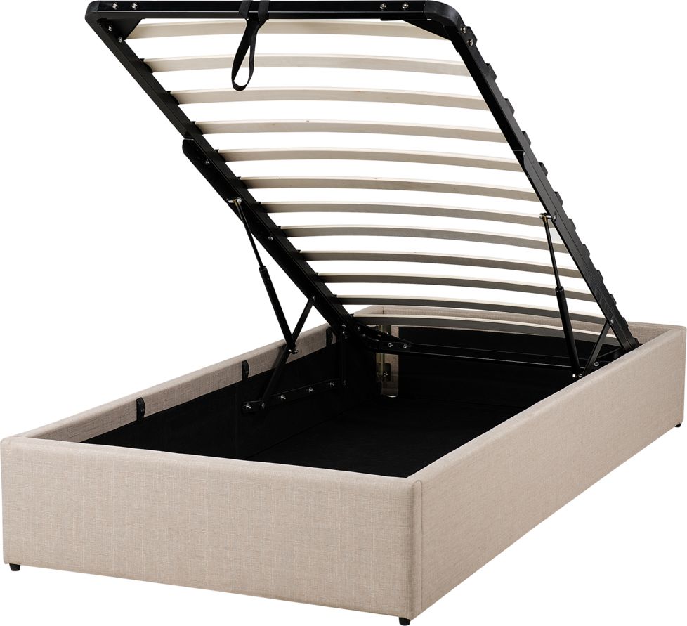 Beliani Łóżko z pojemnikiem tapicerowane 90 x 200 cm beżowe DINAN