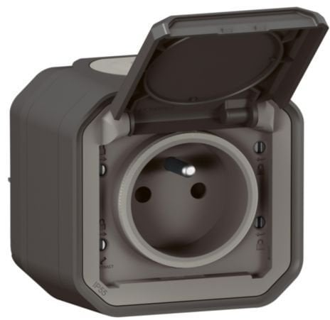NOWE PLEXO 55 Gniazdo 2P+Z zaciski auto komplet natynkowy 16A - 250V AC antracyt 069791L