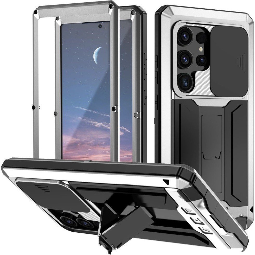 Etui pancerne Supero Metal Stand Case do Samsung Galaxy S25 Ultra, srebrne