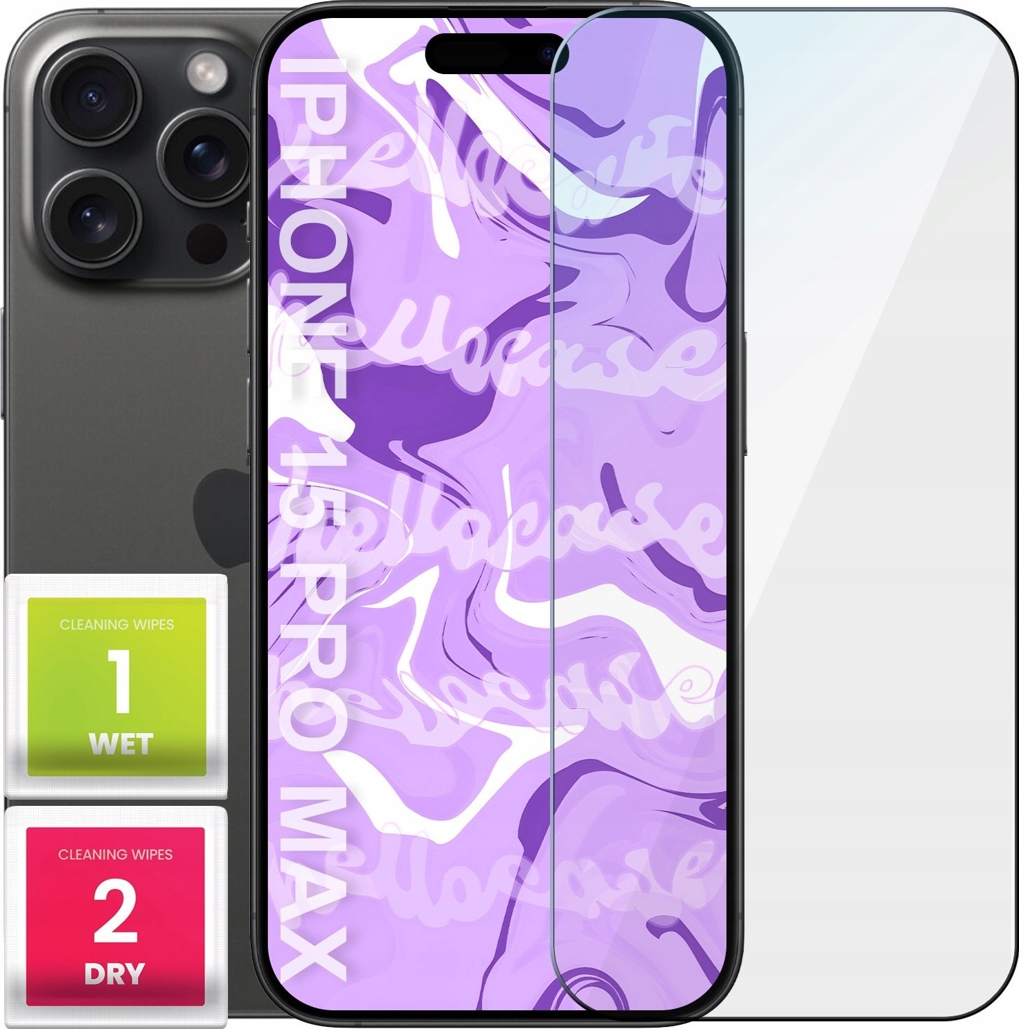 Hello Case Szkło Hartowane do Iphone 15 Pro Max (szybka 9H, płaskie 2.5D, ochronne)